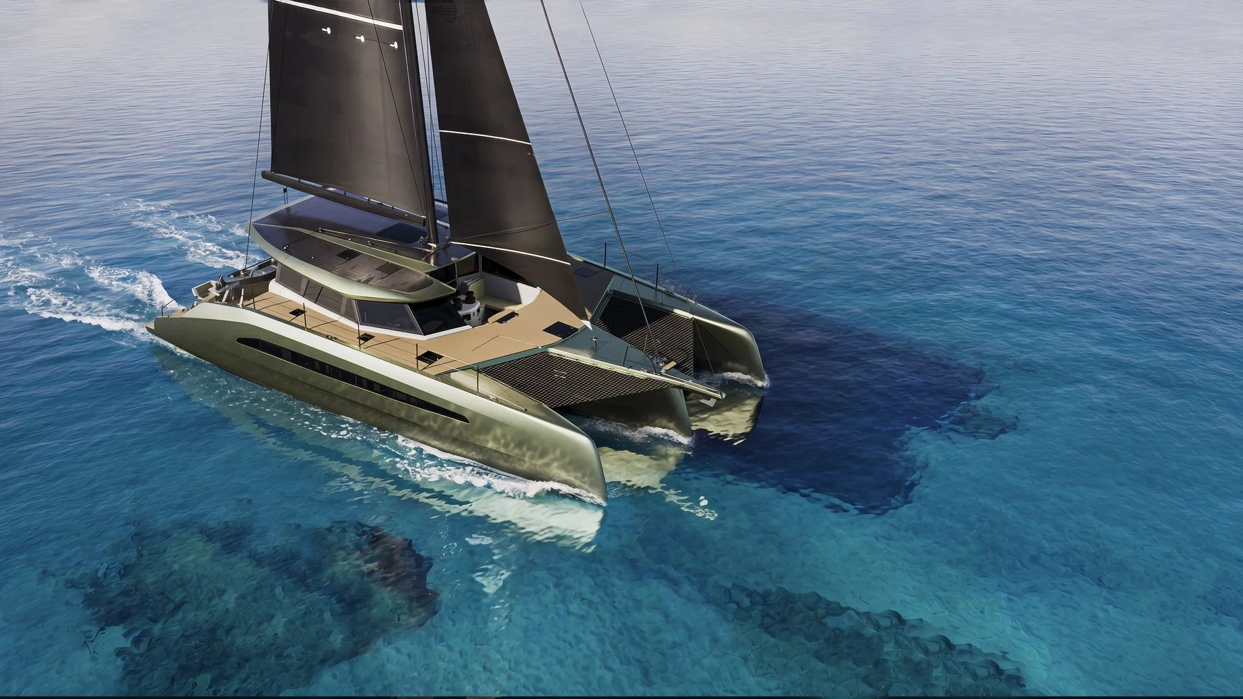 Aerial render of the VMG 53 under sail