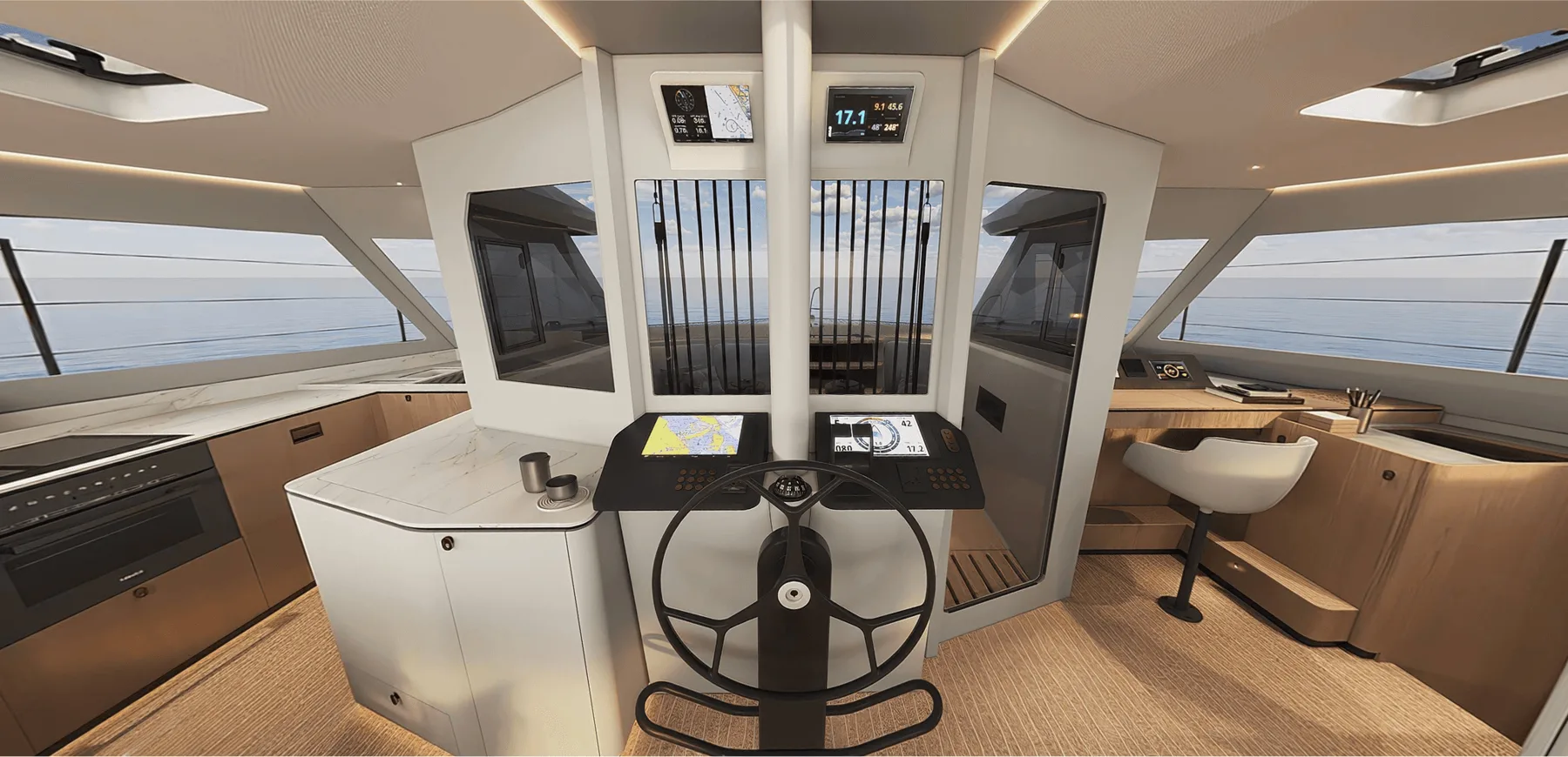 Forward and aft helms