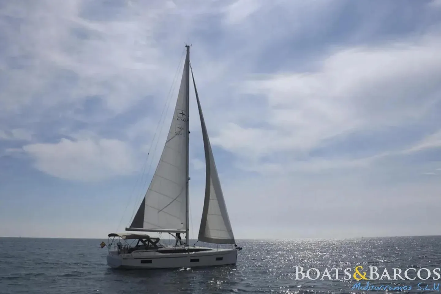 Bavaria C42 im Profil unter Groß- und Vorsegel